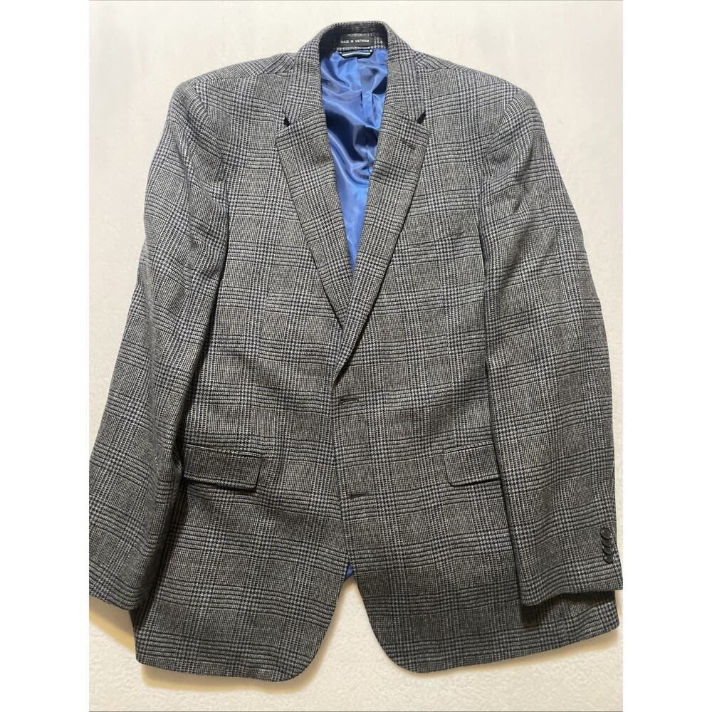 100% wool Tommy Hilfiger Blazer Mens 44L Gray Suit Jacket Sport Coat 44 Long